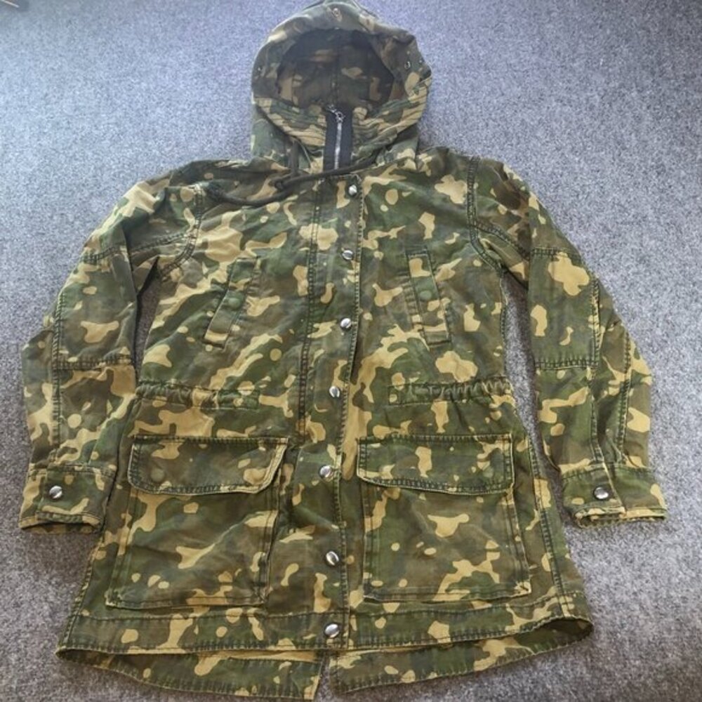 GAP Jacket Mens Extra Small Camouflage Flap Pockets Goth Steampunk Y2K Zip